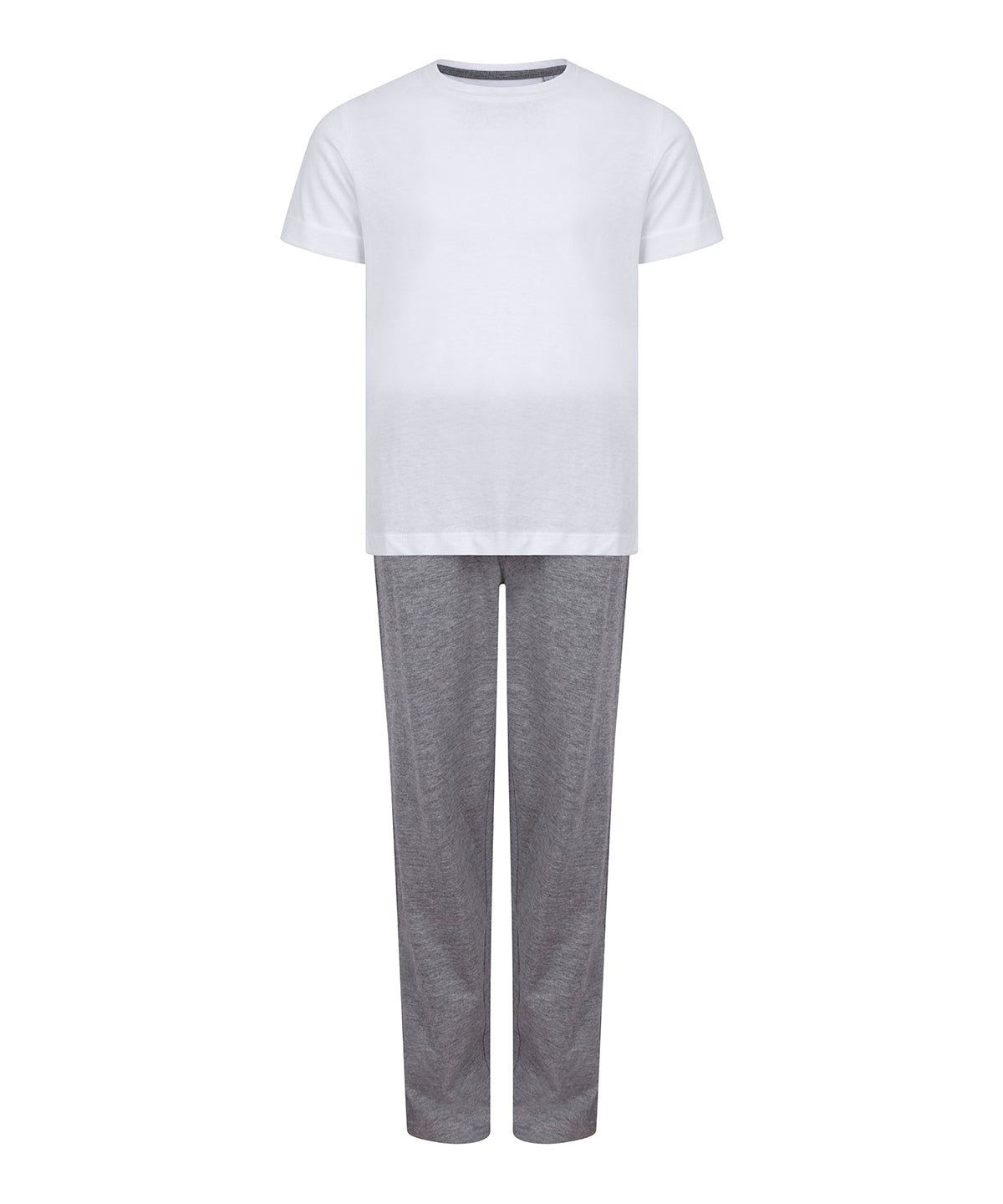 Towel City Kids Long Pyjamas - White/Heather Grey