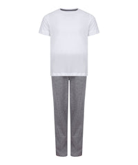 Towel City Kids Long Pyjamas - White/Heather Grey