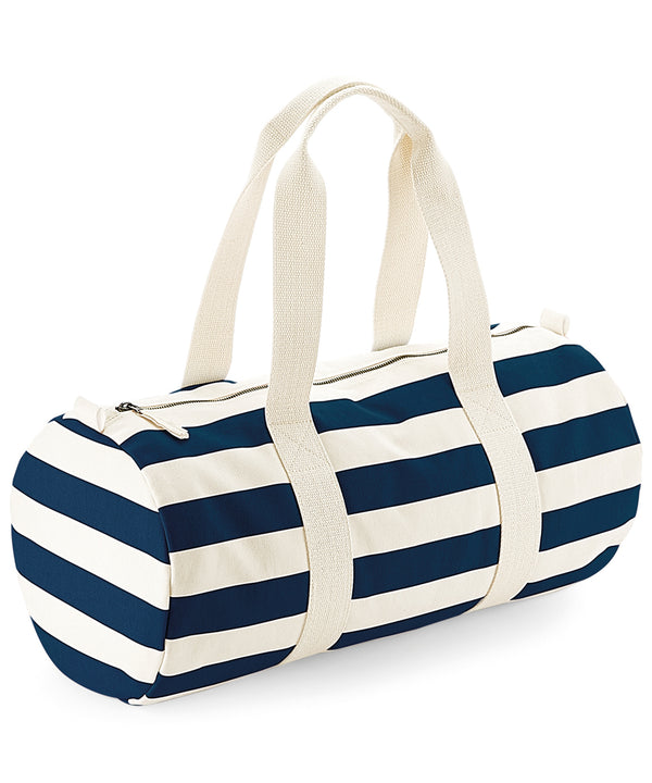 Westford Mill Nautical Barrel Bag - Natural/Navy