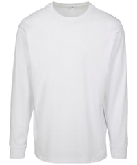 Build Your Brand Long Sleeve with Cuff Rib - White