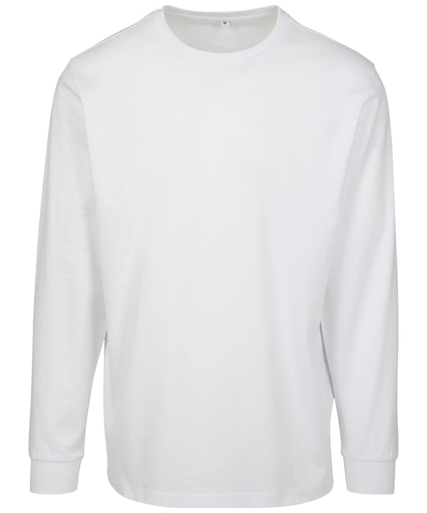 Build Your Brand Long Sleeve with Cuff Rib - White