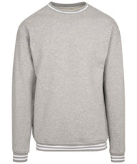 Build Your Brand College Sweat Crew - Heather Grey/White