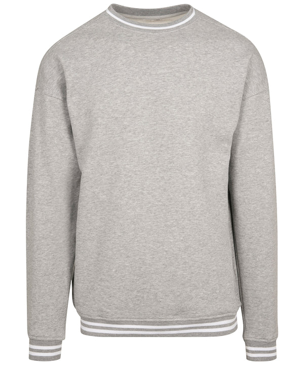 Build Your Brand College Sweat Crew - Heather Grey/White