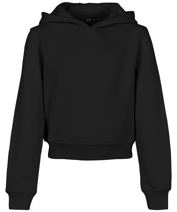 Build Your Brand Girls Cropped Sweat Hoodie - Black