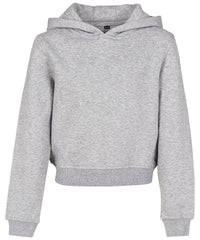 Build Your Brand Girls Cropped Sweat Hoodie - Heather Grey