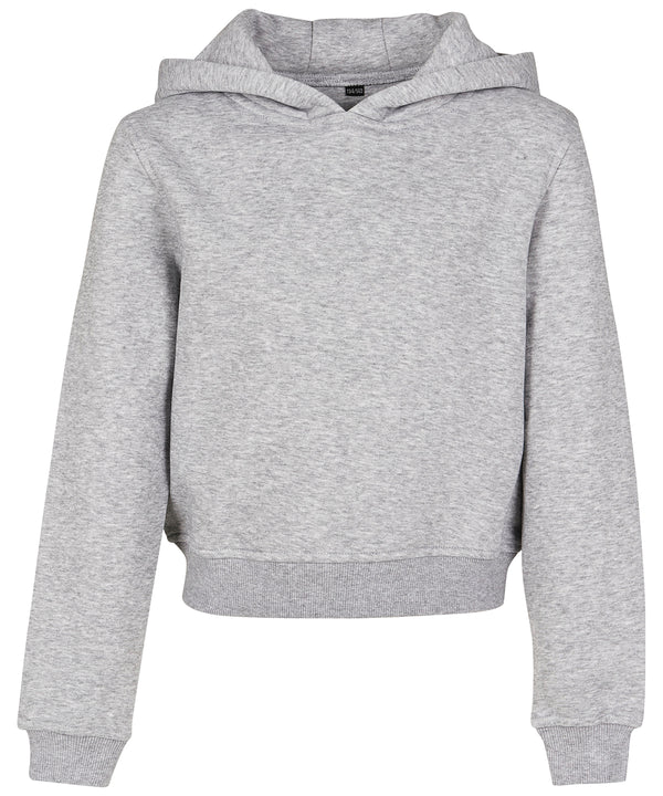 Build Your Brand Girls Cropped Sweat Hoodie - Heather Grey