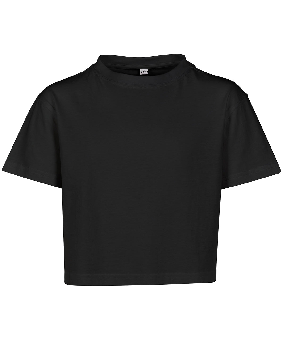Build Your Brand Girls Cropped Jersey Tee - Black
