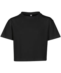 Build Your Brand Girls Cropped Jersey Tee - Black