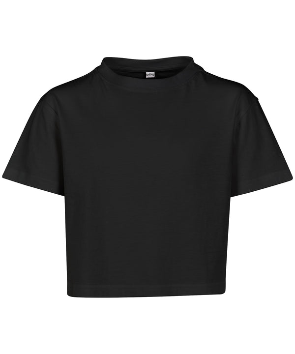 Build Your Brand Girls Cropped Jersey Tee - Black