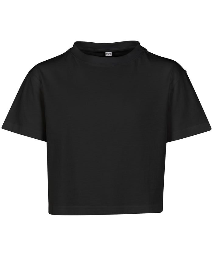 Build Your Brand Girls Cropped Jersey Tee - Black
