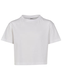 Build Your Brand Girls Cropped Jersey Tee - White