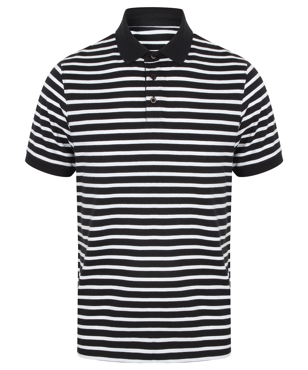 Front Row Striped Jersey Polo Shirt - Navy/White