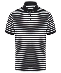 Front Row Striped Jersey Polo Shirt - Navy/White