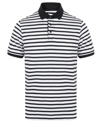 Front Row Striped Jersey Polo Shirt - White/Navy