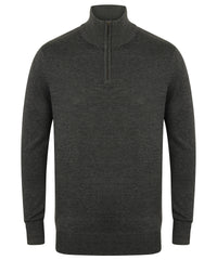 Henbury ¼ Zip Jumper - Grey Marl