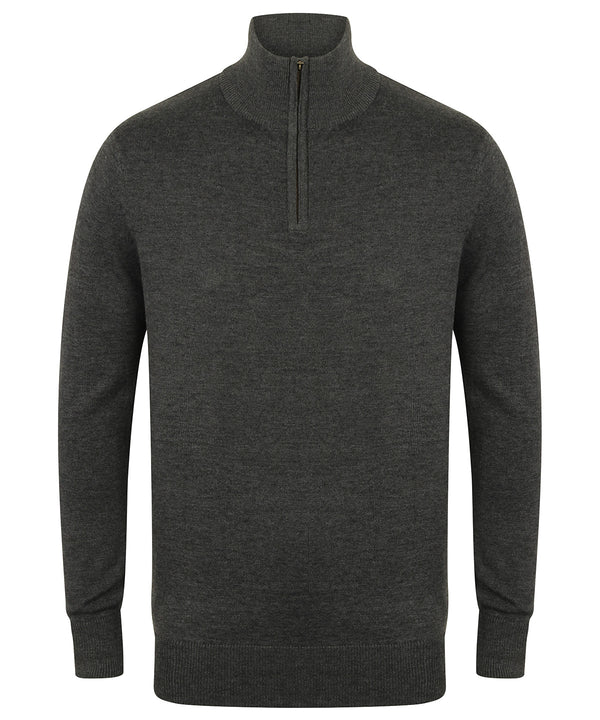 Henbury ¼ Zip Jumper - Grey Marl