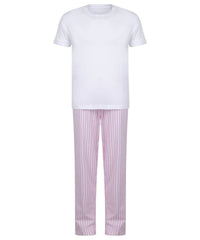 Towel City Kids Long Pyjamas - White/Pink/White Stripe