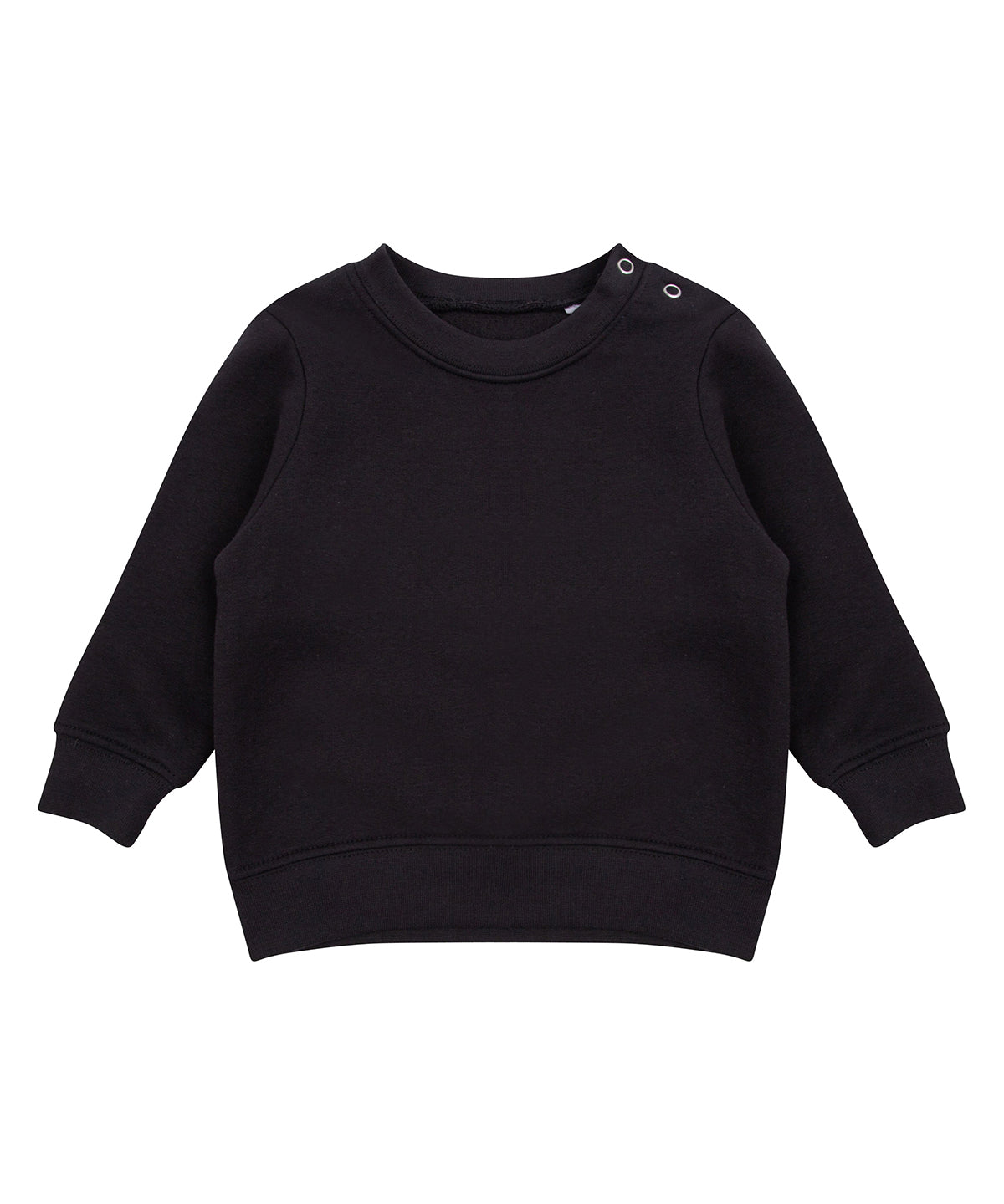 Larkwood Crew Neck Sweatshirt with Shoulder Poppers - Black