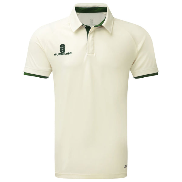 Surridge Ergo Cricket Shirt Short Sleeve (Junior) - Green Trim