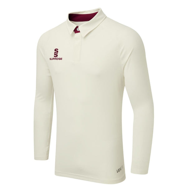 Surridge Ergo Long Sleeve Cricket Shirt - Maroon