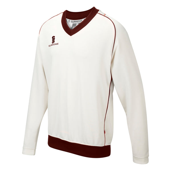 Surridge Curve Long Sleeve Sweater (Junior) - Maroon Trim