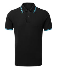 Asquith & Fox Classic Fit Tipped Polo - Black/Turquoise