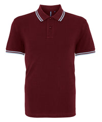 Asquith & Fox Classic Fit Tipped Polo - Burgundy/Sky