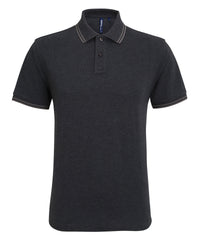 Asquith & Fox Classic Fit Tipped Polo - Heather Black/Charcoal