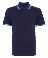 Asquith & Fox Classic Fit Tipped Polo - Navy/Cornflower