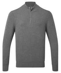 Asquith & Fox Men's Cotton Blend ¼ Zip Sweater - Charcoal