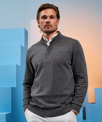 Asquith & Fox Men's Cotton Blend ¼ Zip Sweater - Black