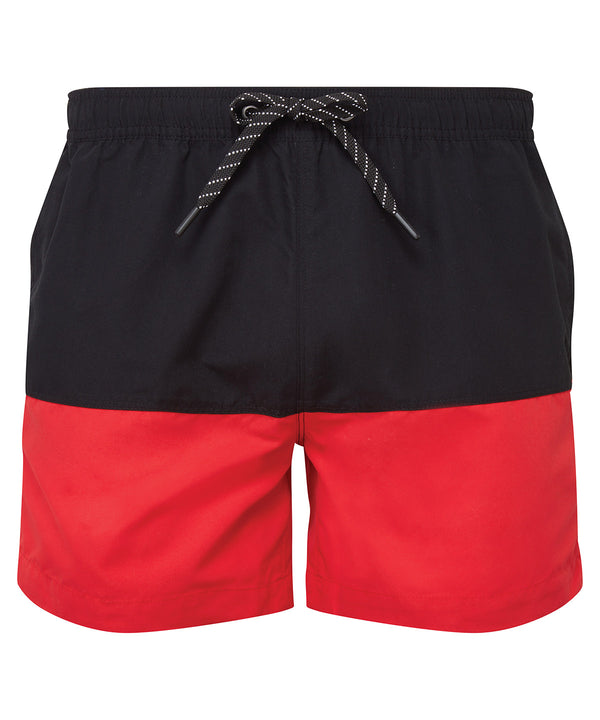 Asquith & Fox Block Colour Swim Shorts - Black/Red