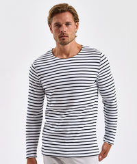 Asquith & Fox Men's Marinière Coastal Long Sleeve Tee - White/Navy