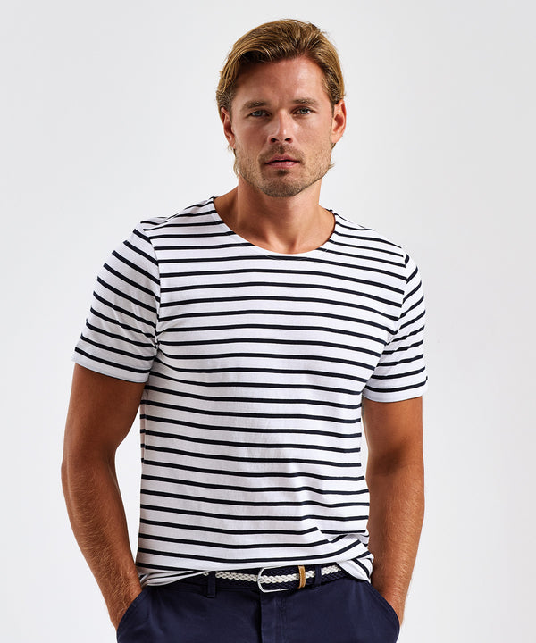 Asquith & Fox Men's Marinière Coastal Short Sleeve Tee - White/Navy