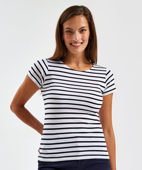 Asquith & Fox Women's Marinière Coastal Short Sleeve Tee - White/Navy