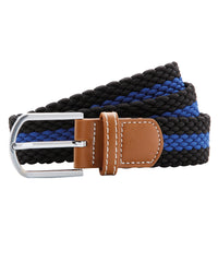 Asquith & Fox Two-colour Stripe Braid Stretch Belt - Black/Burgundy