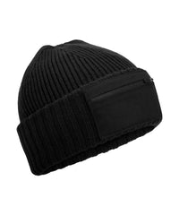 Beechfield Zip Patch Beanie - Black