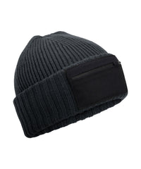 Beechfield Zip Patch Beanie - Graphite Grey/Black