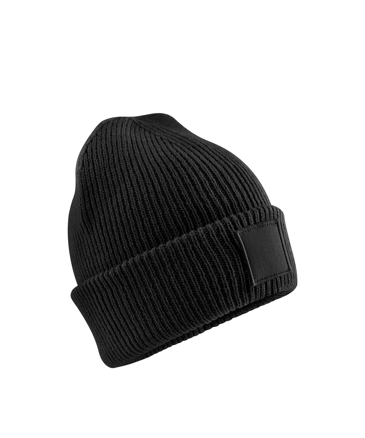 Beechfield Kids Deep Cuffed Tonal Patch Beanie - Black