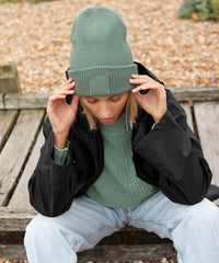 Beechfield Deep-cuffed Tonal Patch Beanie - Black