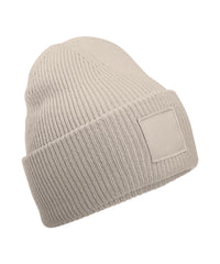 Beechfield Deep-cuffed Tonal Patch Beanie - Natural Stone