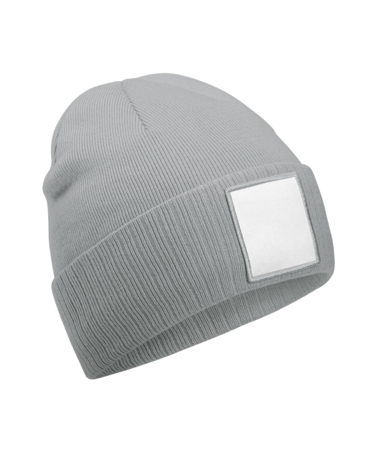 Beechfield Appliqué Patch Beanie - Ash/White