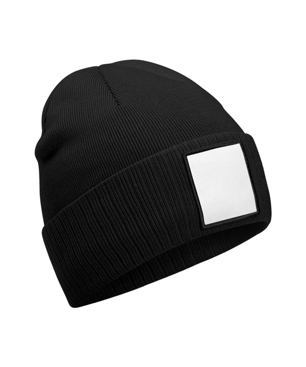 Beechfield Appliqué Patch Beanie - Black/White
