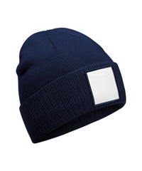 Beechfield Appliqué Patch Beanie - Oxford Navy/White