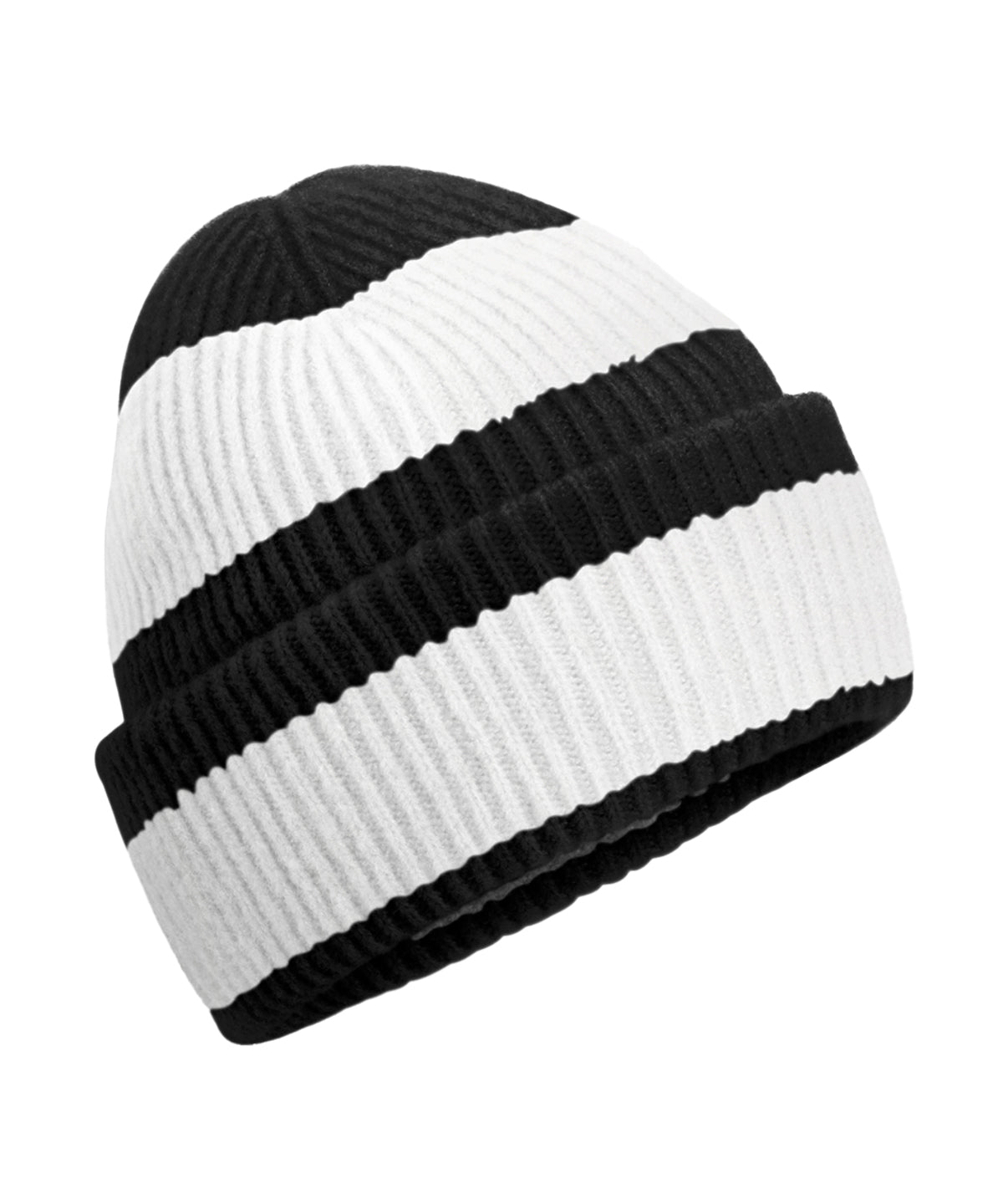 Beechfield Colour Block Beanie - Black/Soft White