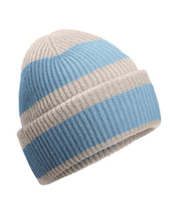 Beechfield Colour Block Beanie - Natural Stone/Dusty Blue