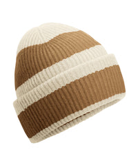 Beechfield Colour Block Beanie - Vanilla/Biscuit
