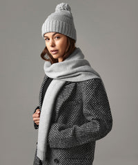 Beechfield Knitted Scarf and Beanie Gift Set - Light Grey Fleck