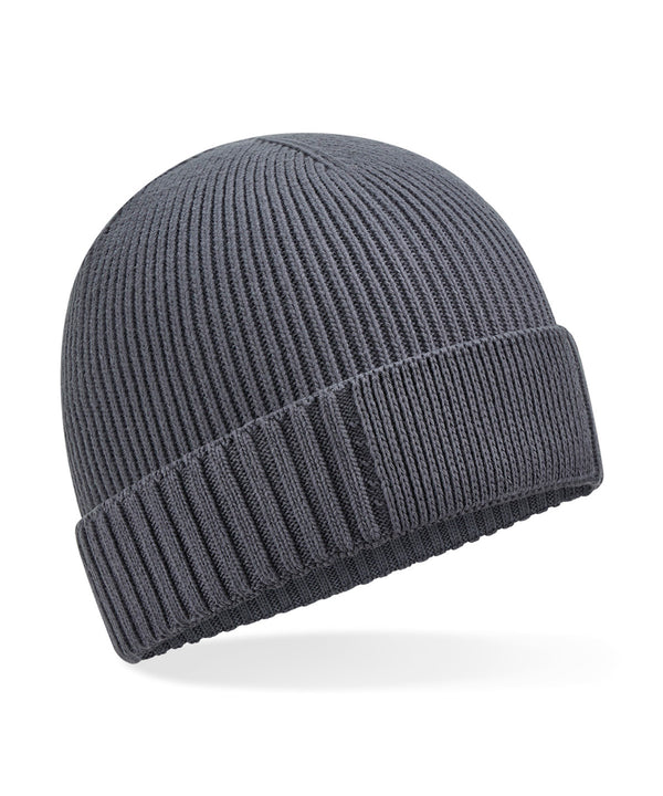 Beechfield Organic Cotton Engineered Patch Beanie - Graphite Grey