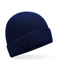 Beechfield Organic Cotton Engineered Patch Beanie - Oxford Navy
